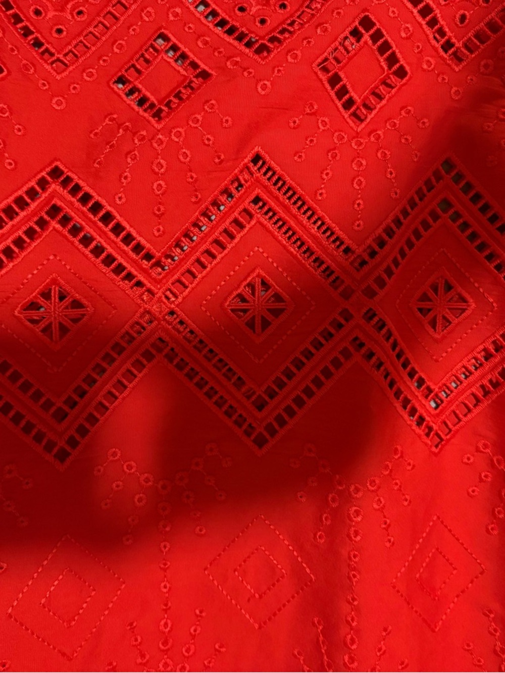 White House Black Market Red Eyelet A-Line Midi Skirt size 0 like new - Picture 4 of 7